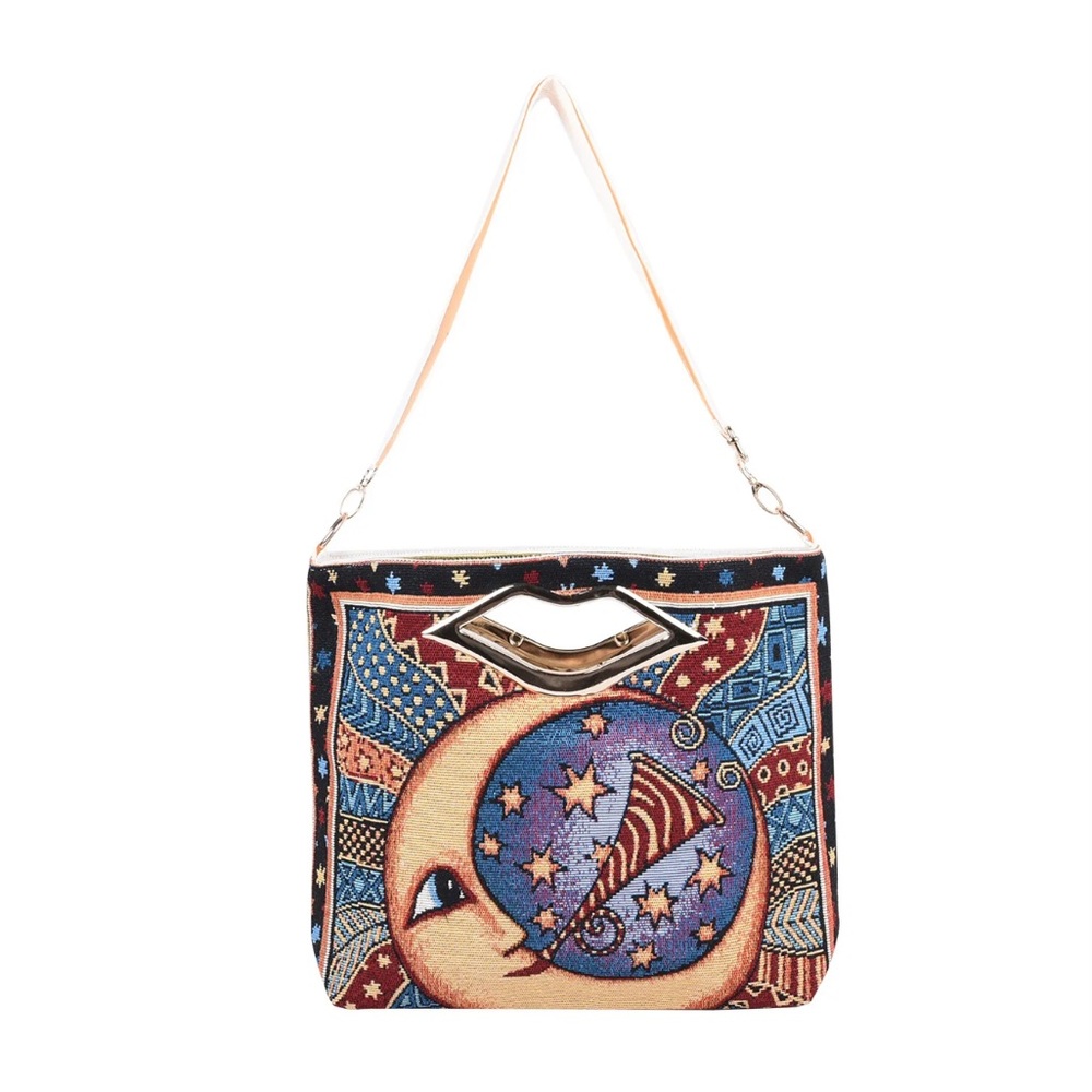 Multi Color Moon Jacquard Pattern
Crossbody Bag with Detachable
Shoulder Strap